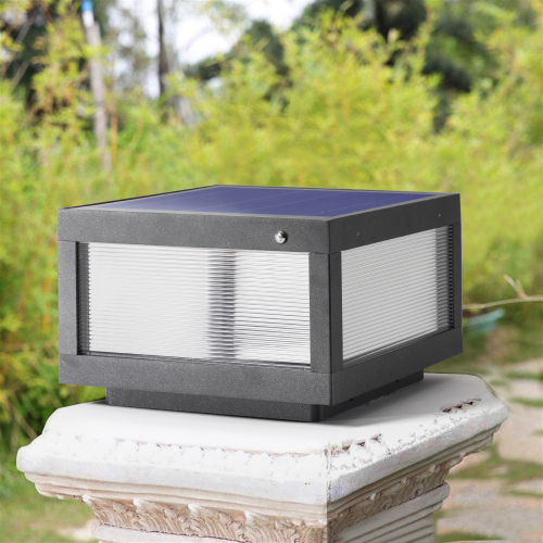 12-Inch Black Aluminum Solar LED Post Cap Light for Outdoors