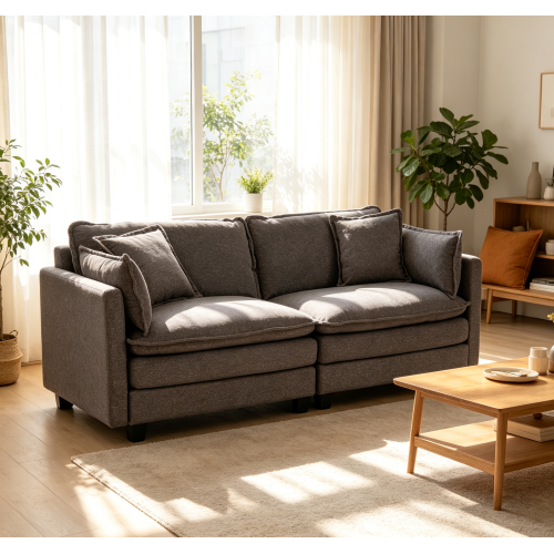 Antique Grey 77.95-Inch Chenille 2-Seat Modular Sectional Sofa