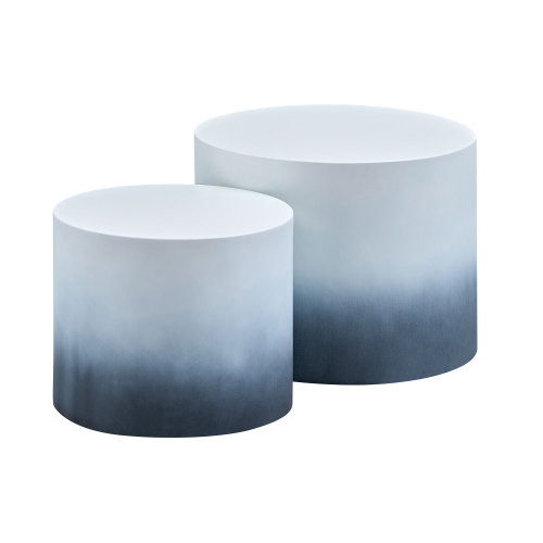 MDF with ash/oak/walnut veneer side table/coffee table/end table/nesting table set of 2 for living room,office,bedroom WH+BK - Black,White - White - Modern - Primary Living Space - Round - Coffee & End Tables