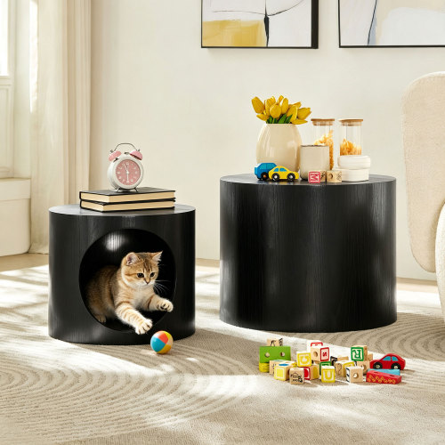 Nesting Coffee Table Set of 2 for Living Room,Bedroom No Assembly Black - MDF - MDF - Not Specified - Not Specified - Not Specified - Not Specified