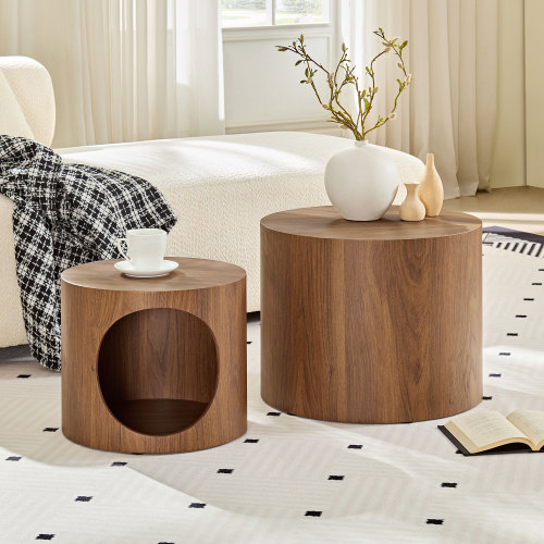 Nesting Coffee Table Set of 2 for Living Room,Bedroom,No Assembly Walnut-Brown - Walnut Brown - MDF - Walnut Brown - MDF - Not Specified - Not Specified - Not Specified - Not Specified