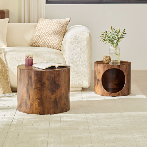 Nesting Coffee Table Set of 2 for Living Room,Bedroom,No Assembly Dark Brown - MDF - MDF - Not Specified - Not Specified - Not Specified - Not Specified