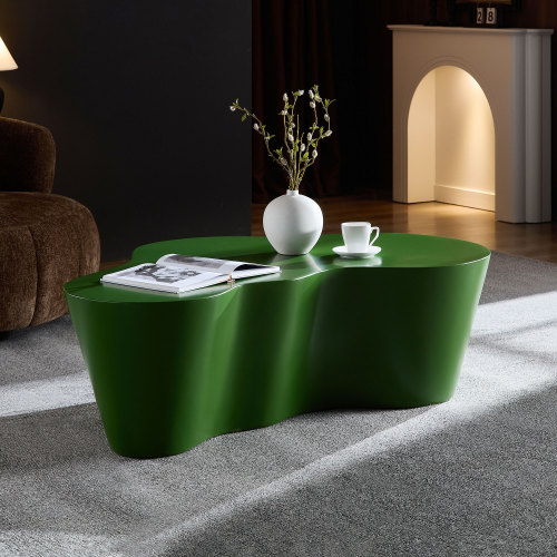 50-Inch Green Fiberglass Sculptural Mid-Century Modern Coffee Table
