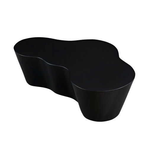 50-Inch Black Fiberglass Sculptural Mid-Century Modern Coffee Table - BLACK - Fiberglass - Mid-Century Modern - Primary Living Space - 50-Inch