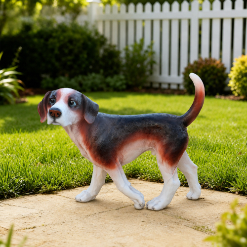 Lifelike Beagle Dog Statue, Realistic Resin Animal Figurine for Indoor Outdoor Garden Lawn Yard Home Decor, Art Craft Gift, Multicolor - Multicolor - Resin - Multicolor