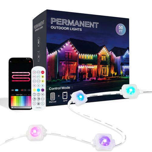 50-ft White ABS+PC Smart RGB Outdoor Eaves Lights, 30 LEDs