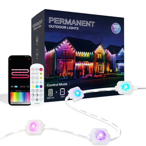 100-Ft White ABS Outdoor RGB Lights with App Control and Scene Modes