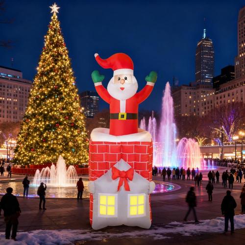7FT Christmas Inflatable Santa Claus Figure for Indoor Party - Multi - Polyester - Not Specified - Multi - 7-ft