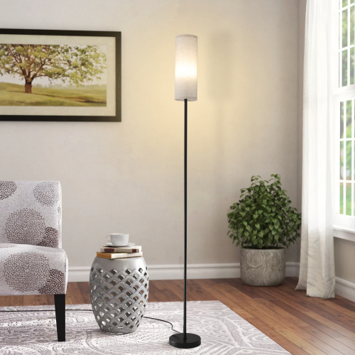 69-inch Black Metal Floor Lamp with Fabric Shade - Fabric+Metal