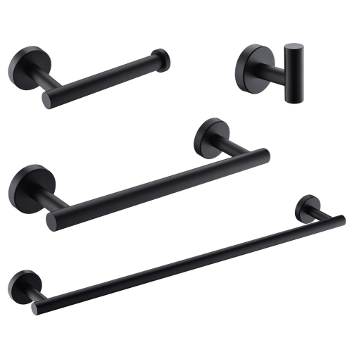 4-Piece Matte Black Stainless Steel Bathroom Accessory Set