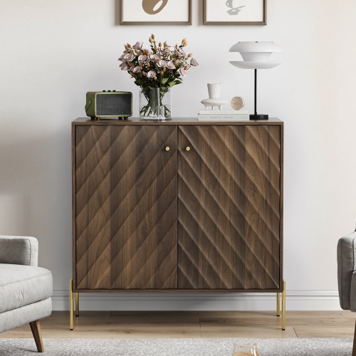 Sideboard buffet with storage, Mid-century modern style storage cabinets, Walnut sideboard for living room, Dining room, Entryway, Hallway, Kitchen - MDF - MDF - Art Deco,Farmhouse,Mid-Century Modern,mix match,Modern - Engineered Hardwood - Nature - Adjustabel Shelves