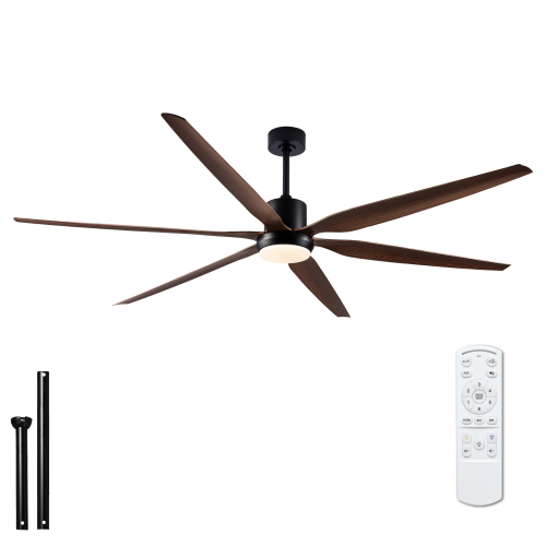 66" Farmhouse Rustic Indoor Outdoor Ceiling Fan 6 Blade Remote Control Matte Black Finish 6 wood grain Blades Bedroom Patio Living Room Kitchen Porch Damp Rated Decorative DC Motor - Black Woodgrain - ABS - Black Woodgrain - ABS
