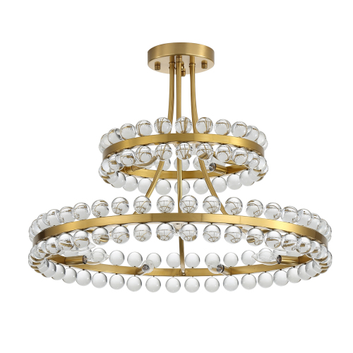 27-Inch Bronze Crystal and Metal Ball Chandelier Pendant Light