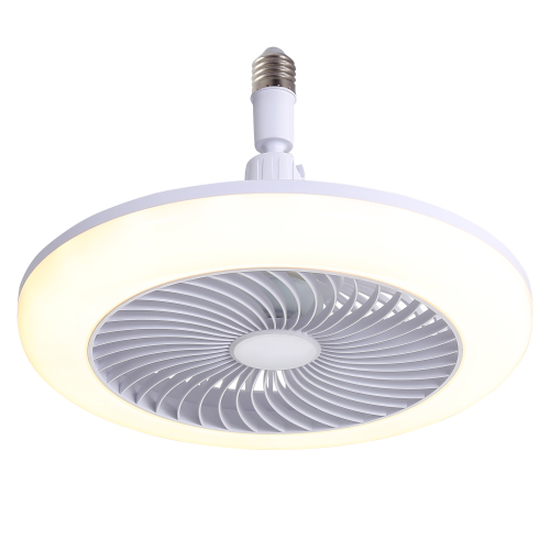Mini Size 11 Inch Enclosed Socket E26 Ceiling Fan Light 3 Speeds 3-Light Color Dimming and Timing for Small Room Kitchen - White - PC - 11-Inch