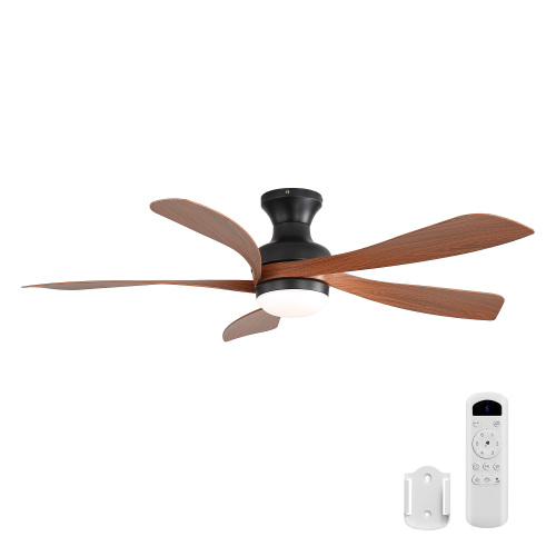 52-inch ceiling fan with light, Three-color dimmable, 6 speed settings, DC reversible motor, 5 ABS blades - Matte Black - Matte Black