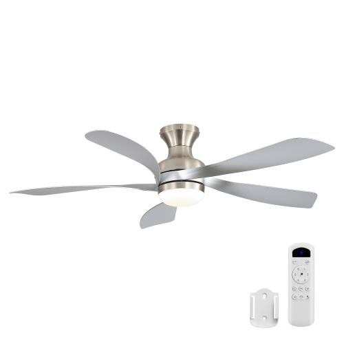 52-inch Sand Nickel Ceiling Fan with Light, Three-Color Dimmable, DC Reversible Motor, 6 Speed Settings, 5 ABS Blades