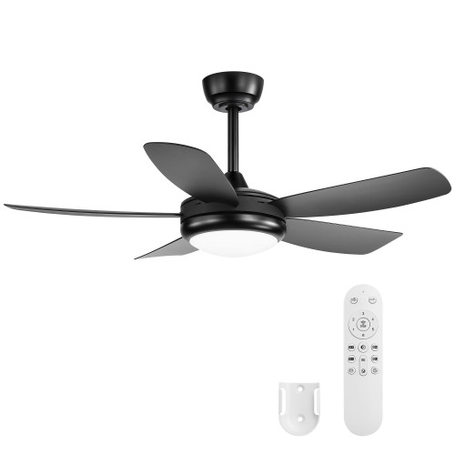 42 inch Ceiling Fans with Lights, Quiet DC Motor, Screw-Free for Blade Installation Reversible Ceiling Fan with Remote Control for Bedroom/Living Room-Black - ABS,Metal - Metal - ABS - 42-Inch