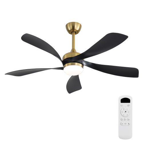 52-Inch Gold ABS Ceiling Fan with Light, Remote & Silent DC Motor