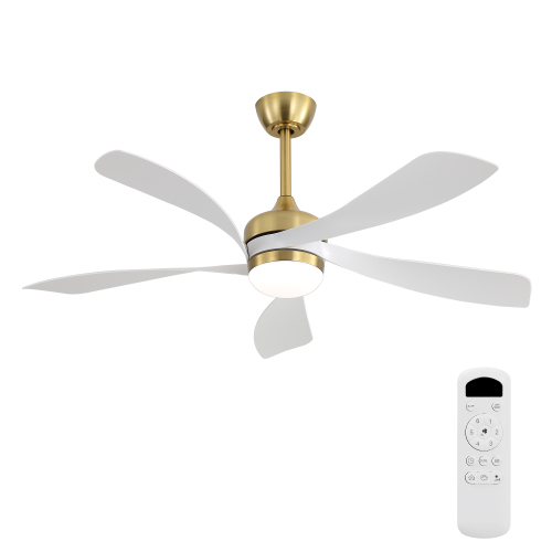 52-Inch White ABS Ceiling Fan with Light, Remote and Silent DC Motor