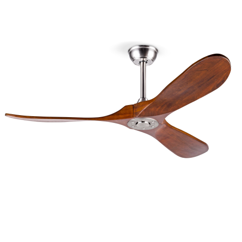 52" Solid Wood Ceiling Fan, Outdoor, 3 Blade, No Light, Walnut, for Patio Living Room Bedroom Porch, Remote Control, Water Resistant - Dark Walnut - Dark Walnut - Not Specified - Not Specified