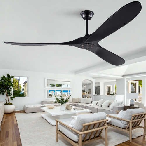 Hot sales 70-inch black ceiling fan with remote control, lightless, 3 solid wood blades with upturned tips, anti-theft mode, suitable for patios, living rooms, bedrooms - Not Specified