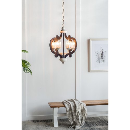 20.5-Inch Cream MDF 6-Light Farmhouse Pendant Chandelier