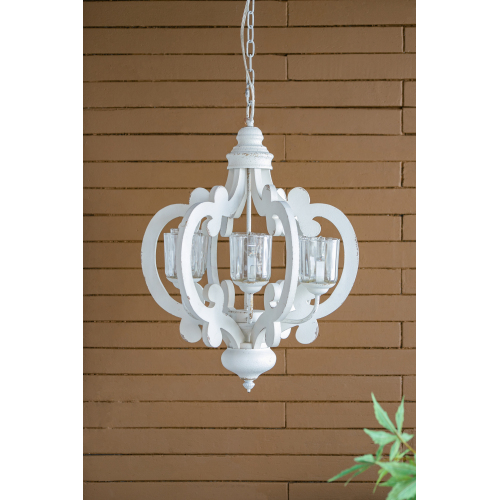 Cream 6-Light Farmhouse MDF and Metal Chandelier, 20.5-Inch