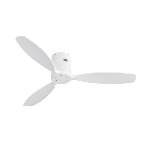 52 Inch Indoor Wooden Ceiling Fan With 3 Solid Wood Blades Remote Control Reversible DC Motor Without Light - White - Metal & Wood - Metal & Wood - 52-Inch