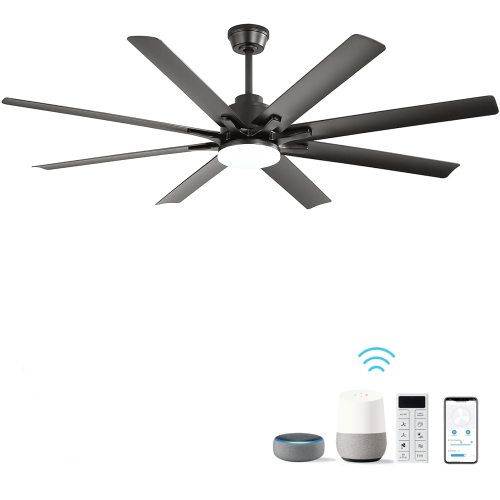 66-Inch Brushed Nickel Metal Ceiling Fan with Light and Remote