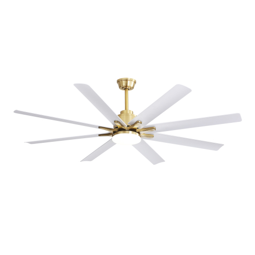 66-Inch Gold ABS Low-Profile Smart Ceiling Fan with Light