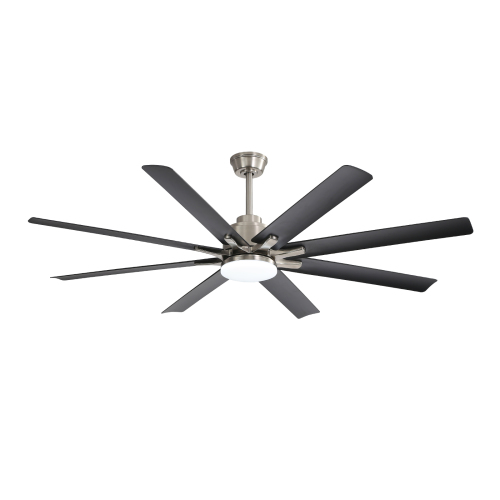 66-Inch Brushed Nickel ABS Low-Profile Smart Ceiling Fan with Light - Brushed Nickel - ABS - 66-Inch