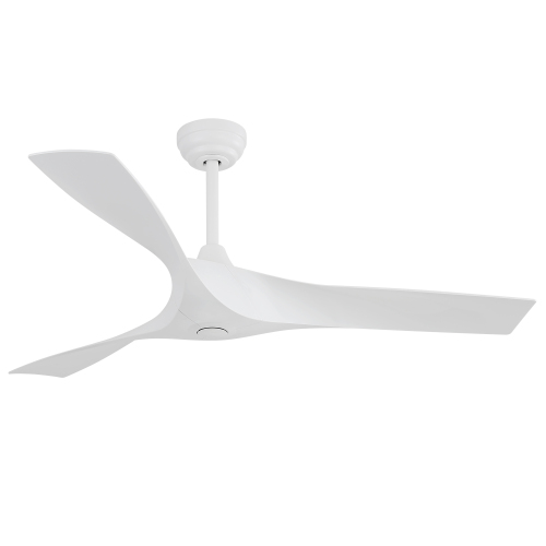 52 Inch Ceiling Fan Without Light, with Remote Control 6 Speed Quiet Reversible DC Motor - White - ABS - White - ABS - 52-Inch