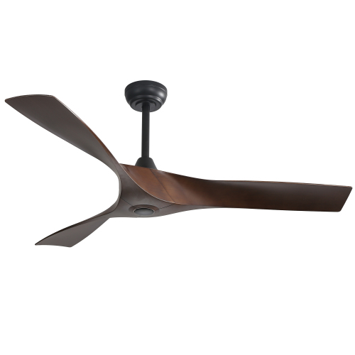 (Same as W934P156667) 52 Inch Ceiling Fan Without Light, 3 ABS Blades Outdoor Ceiling Fan 6-speed Reversible DC Motor for Living Room, Bedroom - Black - Black - 52-Inch
