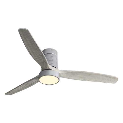 52 Inch 18W LED Ceiling Fan With Dimmable 6 Speed Remote Silver 3 Solid Wood Blade Reversible DC Motor For Living Room - Metal & Wood - Metal & Wood - 52-Inch - Not Specified