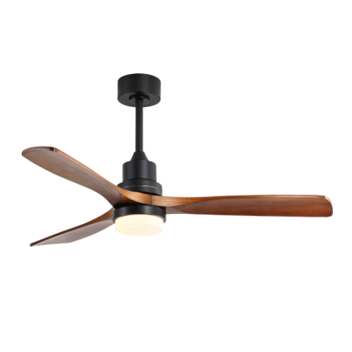 52 Inch Ceiling Fan Light With 6 Speed Remote Reversible Energy-saving DC Motor - Black - Metal & Wood - Metal & Wood - 52-Inch