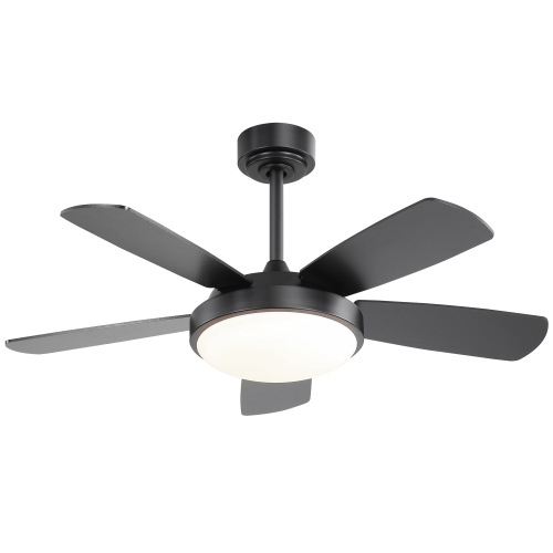 42 Inch Black Ceiling Fan with 22W LED Light and Remote Control MDF Blades Reversible DC Motor - MDF,Metal - Metal - 42-Inch