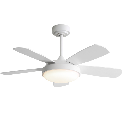 42 Inch White Ceiling Fan with 22W LED Light and Remote Control MDF Blades Reversible DC Motor - MDF,Metal - Metal - 42-Inch
