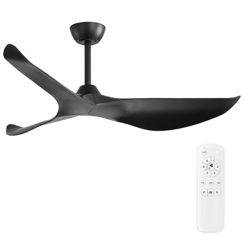New Arrival 38-Inch Black Ceiling Fan Without Light,3 ABS Blades&Powerful DC Motor,1/4/8H Timer Function,Ideal For Living Room,Bedroom,Study Room,etc - ABS+Steel(Q235)