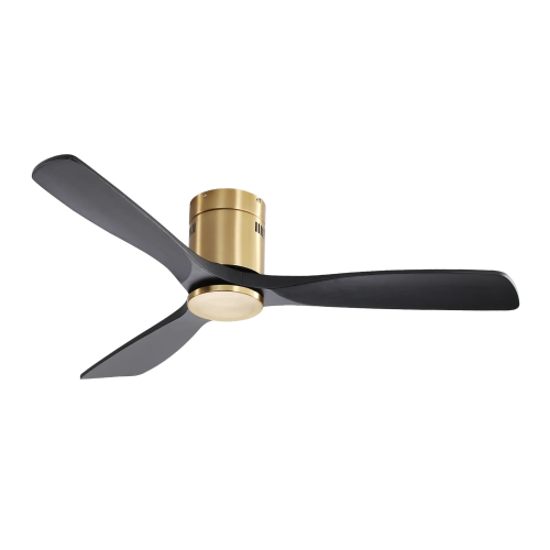 Indoor 52 Inch Ceiling Fan Without Light 3 Solid Wood Fan Blade Noiseless Reversible Dc Motor Remote Control For Living Room - Gold - Metal & Wood - Metal & Wood - 52-Inch