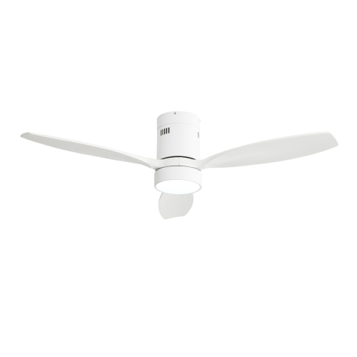 52 Inch Indoor Outdoor Ceiling Fan Solid Wood Fan Blade Noiseless Reversible Motor Remote Control With Light - White - Metal & Wood - Metal & Wood - 52-Inch