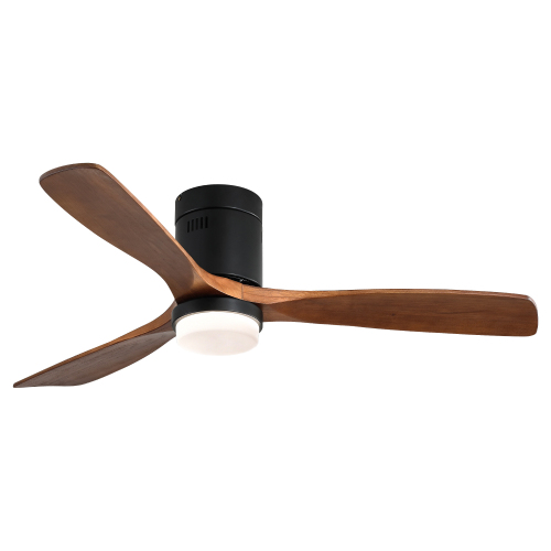 52 Inch Indoor Ceiling Fan With Lights 3 Solid Wood Fan Blade Noiseless Reversible Motor Remote Control With Light - Black - Metal & Wood - Metal & Wood - 52-Inch