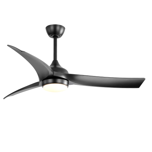52 Inch Modern Black Ceiling Fan with 18W LED Light and Remote Control 3 ABS Blades DC Motor for Bedroom Living Room - 52-Inch