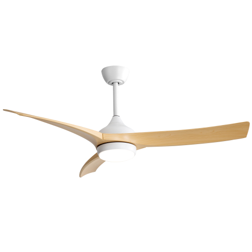 52 Inch Modern Ceiling Fan with 18W LED Light and Remote Control 3 ABS Blades DC Motor for Bedroom - White - White - 52-Inch