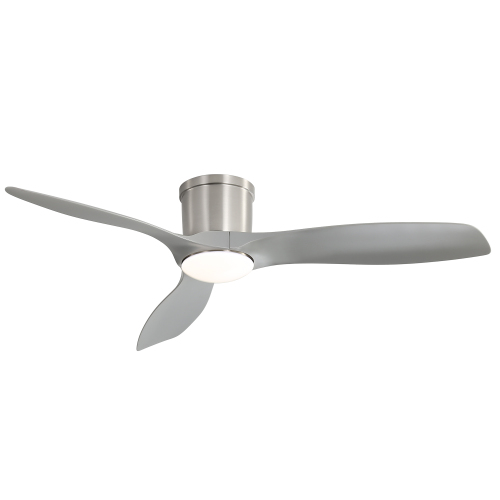 52 Inch Flush Mount Ceiling Fan with Dimmable Led Light 3 ABS Fan Blades Reversible DC Motor For Living Room - Brushed Nickel - Brushed Nickel - 52-Inch