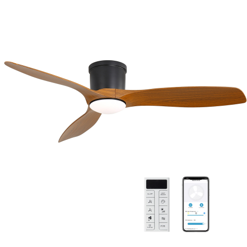 52-Inch Smart Ceiling Fan With Light and Remote,3 ABS Blades,18W Dimmable LED,With Energy-Saving&Reversible DC Motor,Ceiling Fan For Bedroom,Living Room,Kitchen,etc - Black - ABS,Metal - Metal