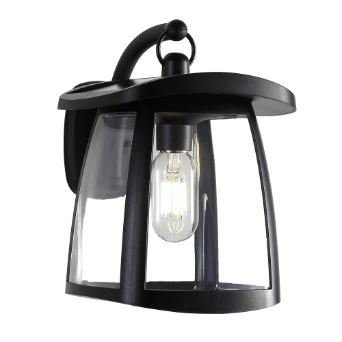 4-Light Black ABS/Iron/PET Solar Wall Lanterns, 7.79 x 10.35 x 10.62 in