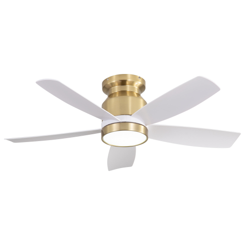 42 Inch Flush Mount Ceiling Fans with LED Light 22W and Remote Control 5 ABS Fan Blades for Bedroom Dining Room - Gold - Gold - 42-Inch