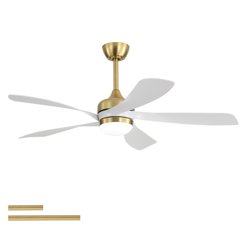 (Same as W934P444016) 52" Ceiling Fan with Light ,Remote Control, Adjustable Dimmable Lighting & Silent DC Motor for Bedroom and Living Room - Golden+White - ABS - Matte Black - ABS - Not Specified