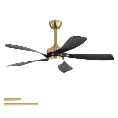 (Same as W934P443465) 52" Ceiling Fan with Light ,Remote Control, Adjustable Dimmable Lighting & Silent DC Motor for Bedroom and Living Room - Golden,Matte Black - ABS - Matte Black - ABS - Not Specified