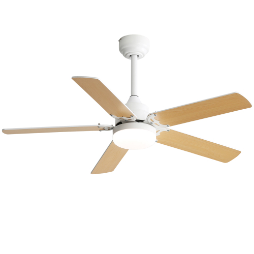 42-Inch White MDF Modern Ceiling Fan with LED Light and Remote